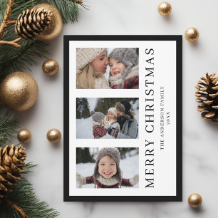 Elegant Photo Collage Black and White jul Julkort