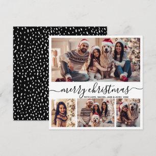Elegant Photo Collage Black Script-skript Snöjul Julkort