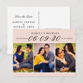 Elegant  Photo Collage Bröllop spara datum Meddelande Vykort