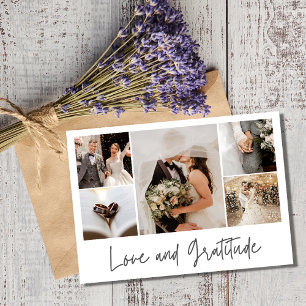 Elegant Photo Collage Bröllop Tack Kort