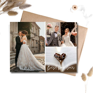 Elegant Photo Collage Bröllop Tack Vykort