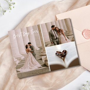 Elegant Photo Collage Bröllop Tack Vykort