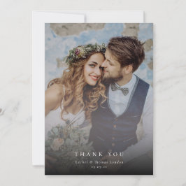 Elegant Photo Collage Dusty Blue Bröllop Tack Kort