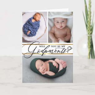 Elegant Photo Collage Godföräldrar Frieri Helgkort
