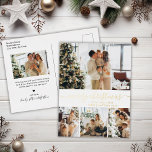 Elegant Photo Collage Helgdag Gold Foil Postcard<br><div class="desc">Elegant Calligraphy Minimalist Gold Foil Script 4 Photo Collage God jul Helgdag Postcard. Den här festiva, imimalistiska, vismatiska 4 (4) fotokortsmallen innehåller en söt fotokollage och säger "God jul"! Texten "God jul" hälsning är skriven i ett vackert handskrivet, snabbt och färdigt, svan-typsnitt i guld på vit färg-bakgrund. På motsatt sida...</div>