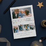 Elegant | Photo Collage-jul Julkort<br><div class="desc">Den här snyggten och det förenklade fotokollage-kortet för designade julhälsningar är perfektens start på ditt christmas firande. Kortet innehåller 5 foton,  en rad färgader som säger "God jul och ett personligt meddelande.</div>