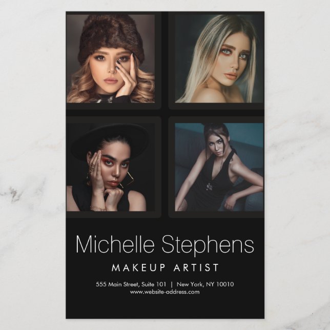 Elegant Photo Collage Makeup och Hair Stil Flygblad (Framsidan)
