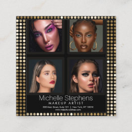 Elegant Photo Collage Makeup och Hair Stil Fyrkantigt Visitkort