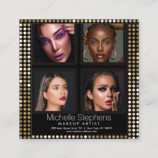 Elegant Photo Collage Makeup och Hair Stil Fyrkantigt Visitkort