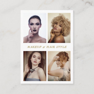 Elegant Photo Collage Makeup och Hair Stil Visitkort