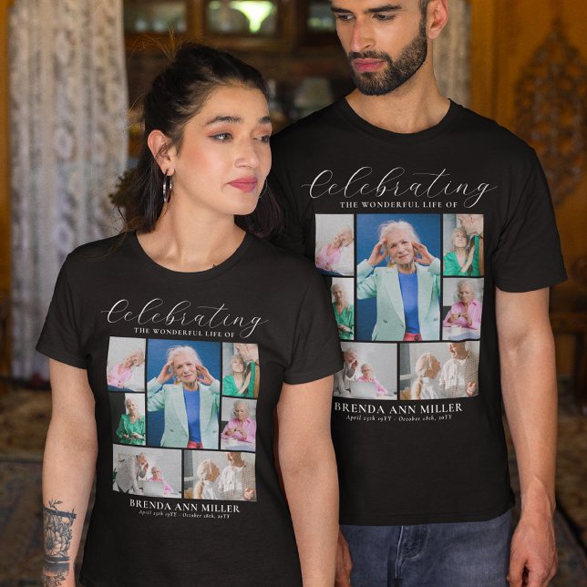 Elegant Photo Collage Memorial Funeral Tribute T-S T Shirt (Skapare uppladdad)