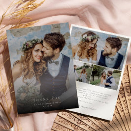 Elegant Photo Collage Modern Bröllop Tack Kort