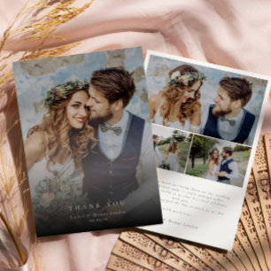 Elegant Photo Collage Modern Bröllop Tack Kort