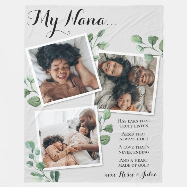 Elegant Photo Collage Quote Grandma Children Fleecefilt (Framsidan)