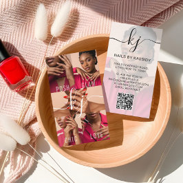 Elegant Photo Collage Script Calligraphy Monogram Visitkort