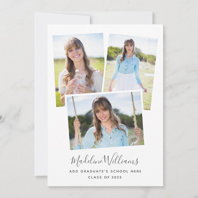 Elegant Photo Collage Studentfest Inbjudningar (Framsida)