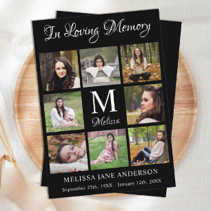 Elegant Photo Collage Sympathy Memorial Funeral Tack Kort