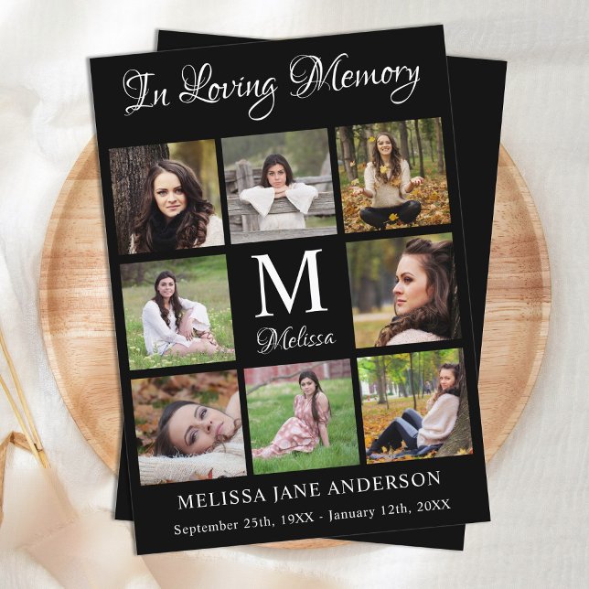 Elegant Photo Collage Sympathy Memorial Funeral Tack Kort (Skapare uppladdad)