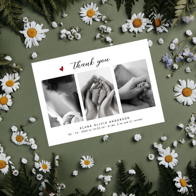 Elegant Photo Collage Tack Baby Shower Kort (Skapare uppladdad)