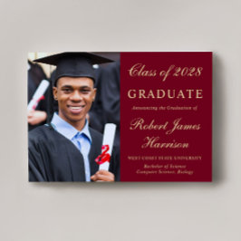 Elegant Photo College Burgundy Guld Studenten Meddelande