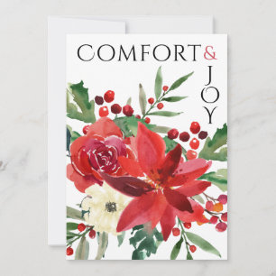 Elegant Photo Comfort & Joy Poinsettia jul Julkort