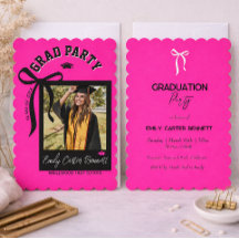 Elegant Photo Coquette Black Pink Bow Graduation 