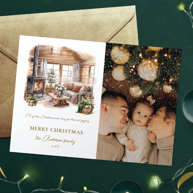 Elegant Photo Cozy Hem jul Helg Vykort (Skapare uppladdad)