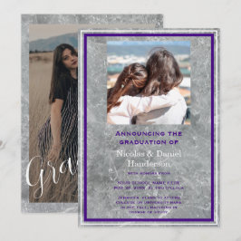 Elegant photo double graduation Announcement Inbjudningar