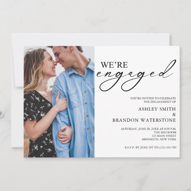 Elegant Photo Engagement Party Invitation Inbjudningar (Framsida)