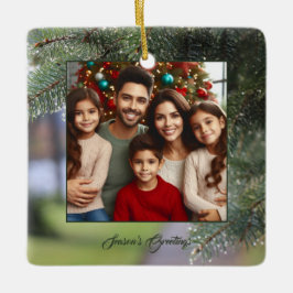 Elegant Photo Evergreen Träd Grenar Mörk grönt Julgransprydnad Keramik