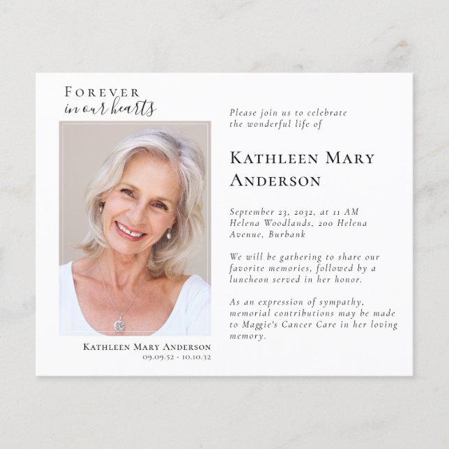 Elegant Photo Firande of Life Memorial begravning (Framsida)