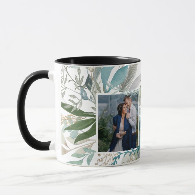Elegant PHOTO GIFTS - vattenfärgen Grey Löv Mugg (Vänster)