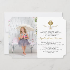 Elegant Photo Girl Guld Chalice Heliga Communion Inbjudningar