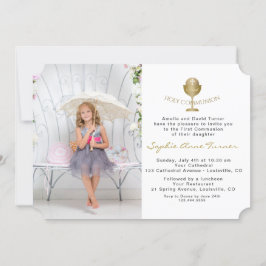 Elegant Photo Girl Guld Chalice Heliga Communion Inbjudningar