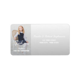 Elegant Photo Girl Guld Kor First Heliga Communion Adressetikett