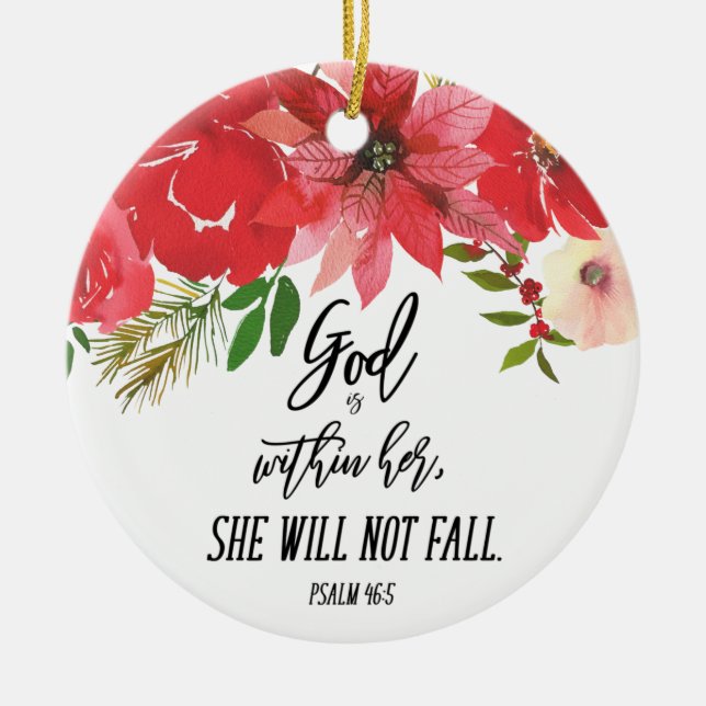 Elegant Photo God är inom hennes julafton Blommigt Julgransprydnad Keramik (Framsidan)