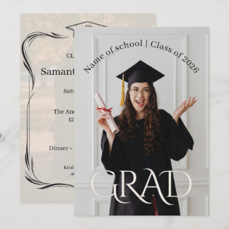 Elegant Photo Grad Party | Modern Minimalist Grad  Inbjudningar