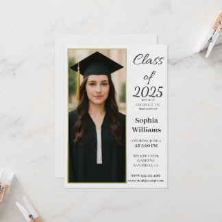 Elegant Photo Graduation Invitation –Class of 2025 Inbjudningar