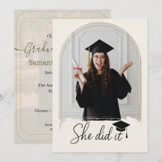 Elegant Photo Graduation Party | She Did It Grad  Inbjudningar