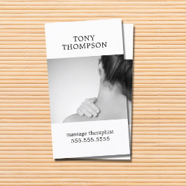 Elegant Photo Grått White Massage Therapist Visitkort