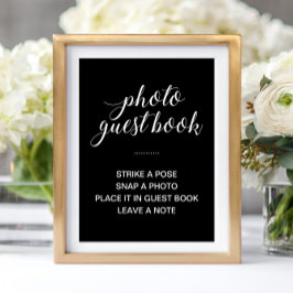 Elegant Photo Guest Bok Black Bröllop Poster