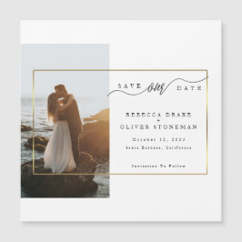 Elegant Photo Guld Bröllop Ram Magnetic Card