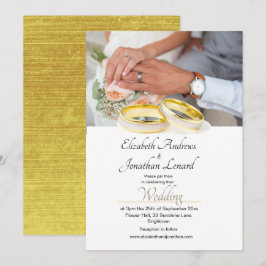 Elegant Photo Guld Färgad Simple Wedding Investiga Inbjudningar