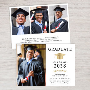Elegant Photo Guld Grad Cap College Graduation Meddelande