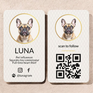 Elegant Photo Guld Hund Pet Social Media QR-kod Visitkort