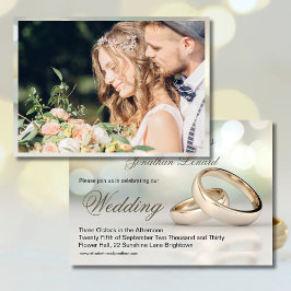 Elegant Photo Guld Ringar Snyggt Bröllop Inbjudningar