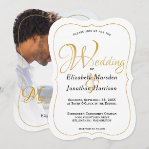 Elegant Photo Guld Script Religiösa Bröllop Inbjudningar
