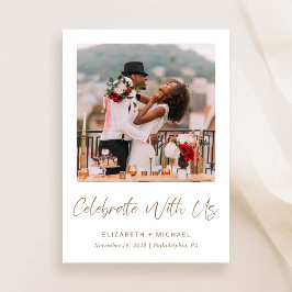 Elegant Photo Guld Script Wedding Reception Inbjudningar