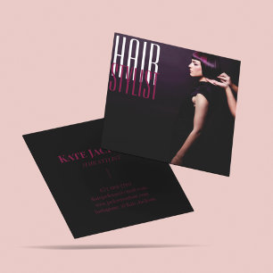 Elegant Photo Hairstylist Hairdresser Beauty Salon Fyrkantigt Visitkort