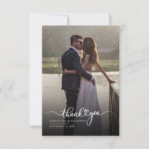 Elegant Photo Hand-Lettered Bröllop Tack Kort